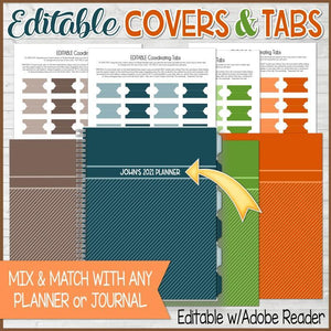PINSTRIPE Cover Pack {Alternate Covers & Tabs for Planners/Journals} PRINTABLE