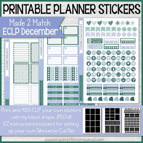PRINTABLE December Planner Sticker Kit, Made 2 Match Erin Condren Life ...