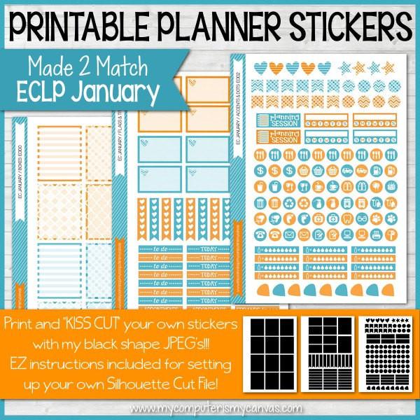 PRINTABLE January Planner Sticker Kit, Made 2 Match Erin Condren Life ...