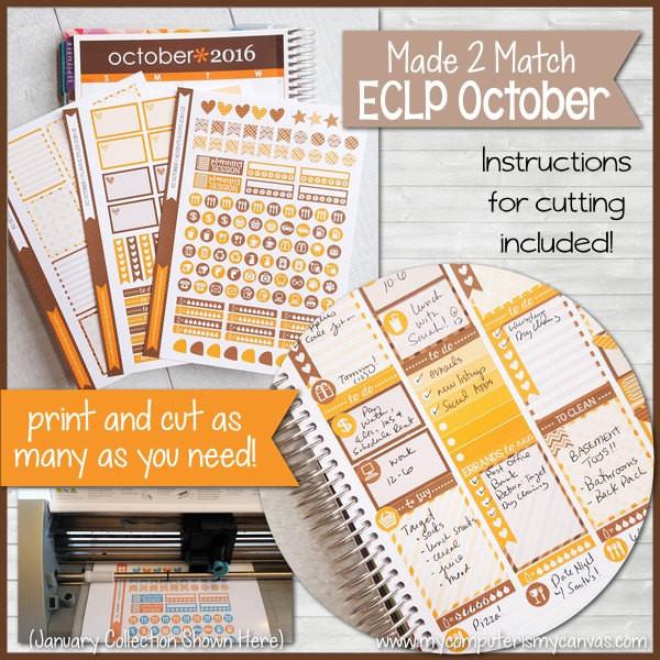 PRINTABLE October Planner Sticker Kit, Made 2 Match Erin Condren Life ...