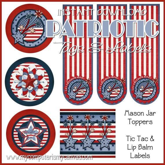 Patriotic Favors & Tags PRINTABLE {Clearance}-My Computer is My Canvas
