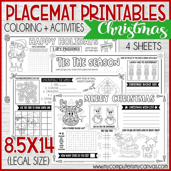 Placemat Activity Sheets CHRISTMAS PRINTABLE – My Computer is My Canvas for Free Printable Printable Christmas Placemats