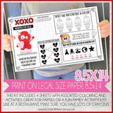 Placemat Activity Sheets {VALENTINE} PRINTABLE