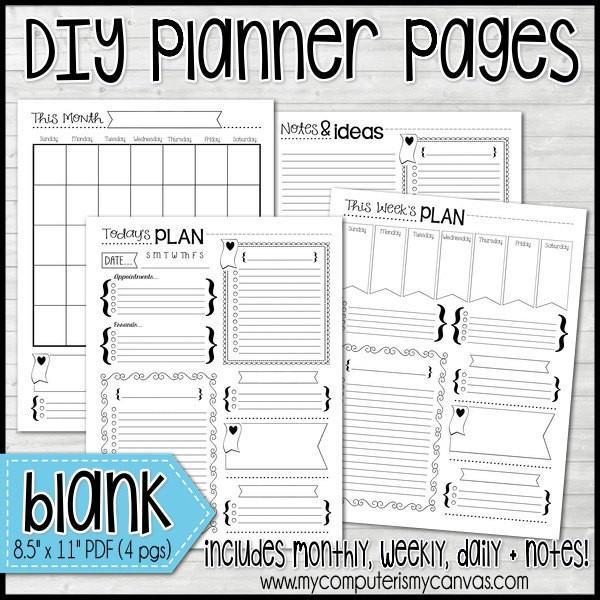 Planner Kit {Blank Inserts ONLY} PRINTABLE – My Computer is My Canvas
