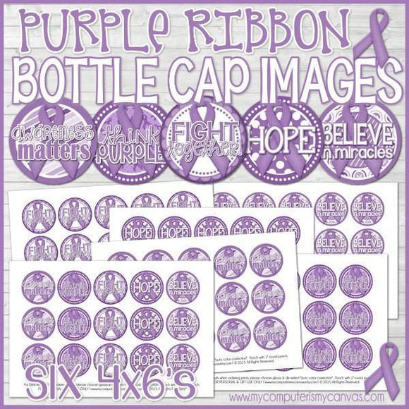 Ribbon Bottle Cap {PURPLE} PRINTABLE-My Computer is My Canvas