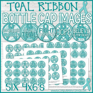 Ribbon Bottle Cap {TEAL} PRINTABLE-My Computer is My Canvas