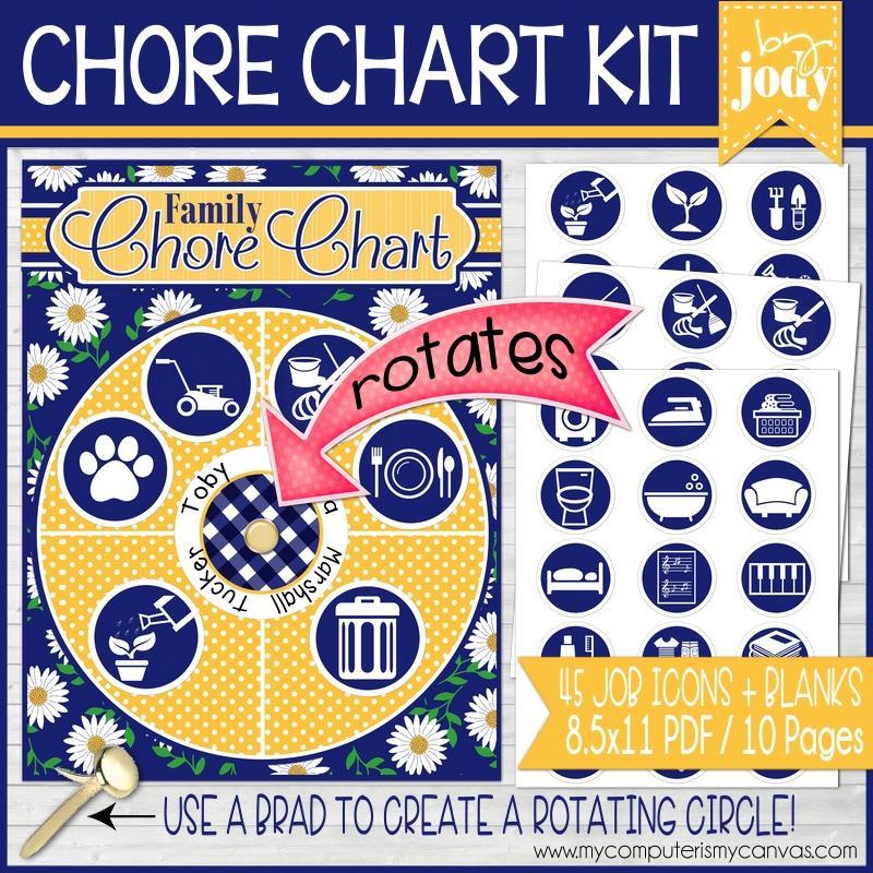 Rotating Job Chart {Navy/Yellow Floral} PRINTABLE – Bloom to Balm | My ...