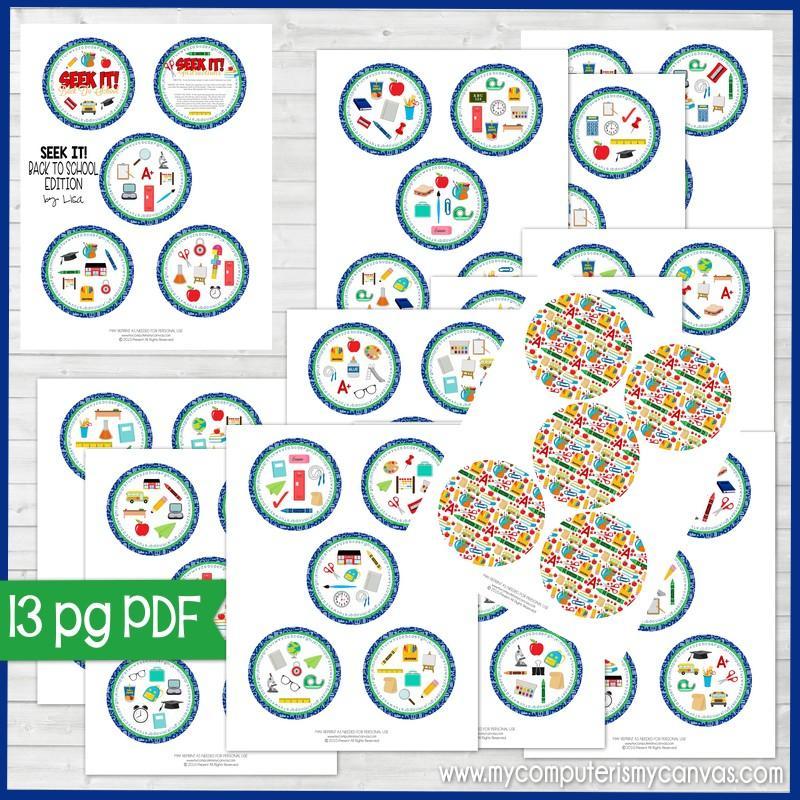 SEEK IT! {Back to School} PRINTABLE Matching Game-My Computer is My Canvas