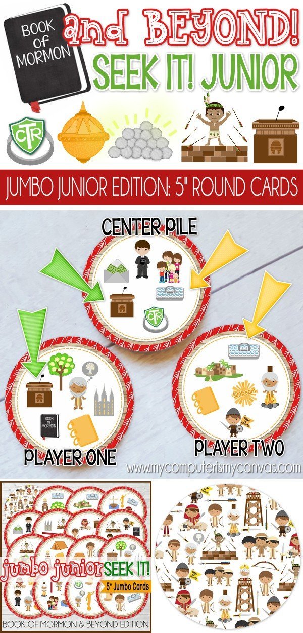 SEEK IT! Jumbo Junior {Book of Mormon & Beyond} PRINTABLE Match Game (5" Cards)-My Computer is My Canvas