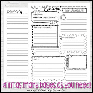 Scripture Study JOURNAL {For HER} PRINTABLE-My Computer is My Canvas
