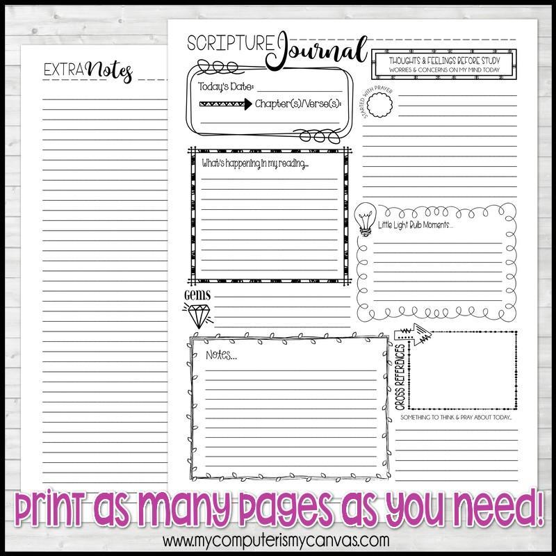 Scripture Study JOURNAL {For HER} PRINTABLE-My Computer is My Canvas