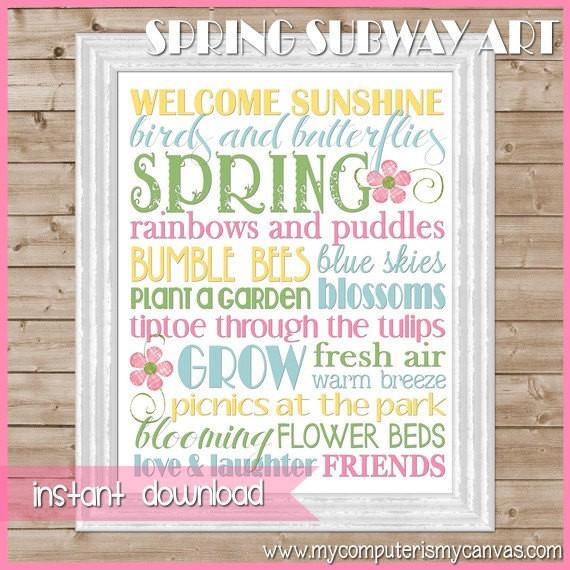 Spring or May Flowers Subway Art PRINTABLE-My Computer is My Canvas