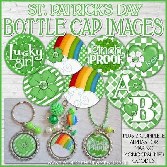 St Patrick's Day Bottle Cap PRINTABLE-My Computer is My Canvas