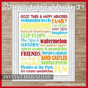 Summer or August Subway Art PRINTABLE-My Computer is My Canvas
