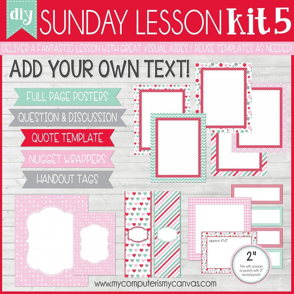 DIY Sunday Lesson Kit #5 {Blank Editable Template} PRINTABLE-My Computer is My Canvas