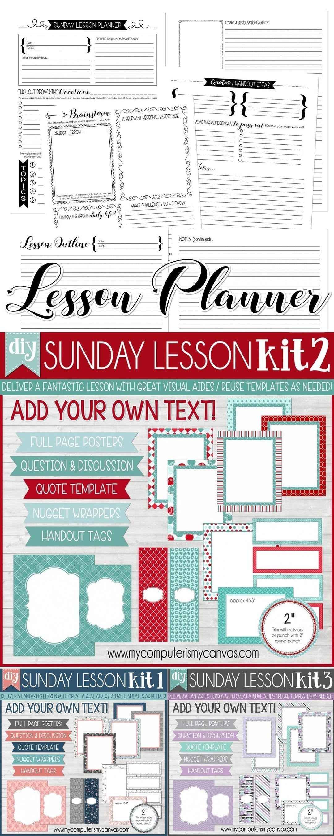 DIY Sunday Lesson Kit BUNDLE A (Kits 1, 2 & 3} PRINTABLE-My Computer is My Canvas