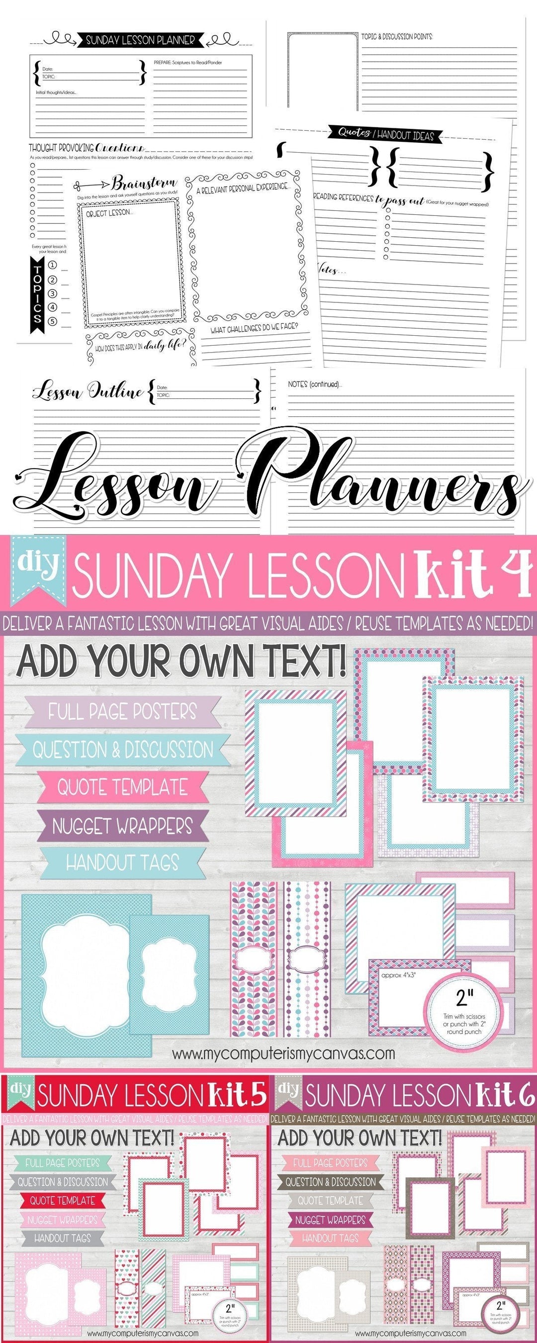 DIY Sunday Lesson Kit BUNDLE B (Kits 4, 5 & 6} PRINTABLE-My Computer is My Canvas
