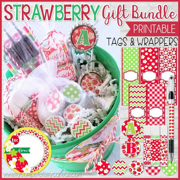 Tags & Wrappers Gift Bundle {STRAWBERRY} PRINTABLE-My Computer is My Canvas