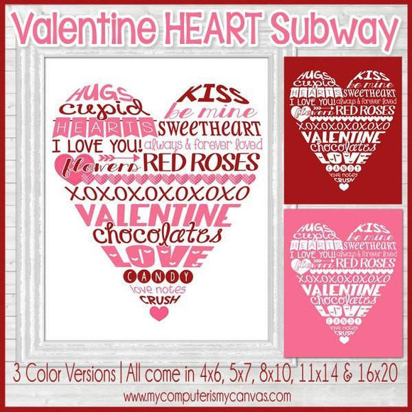 Valentine Heart Subway Art PRINTABLE-My Computer is My Canvas
