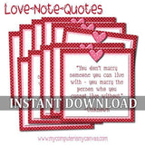 Valentine "Love Note" Quotes Tag Set PRINTABLE-My Computer is My Canvas