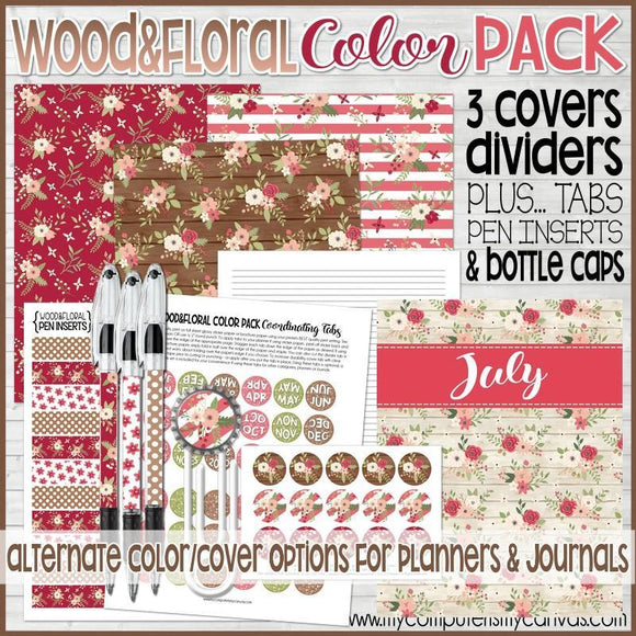 WOOD&FLORAL Color Pack {Alternate Covers/Accessories for Planners/Journals} PRINTABLE